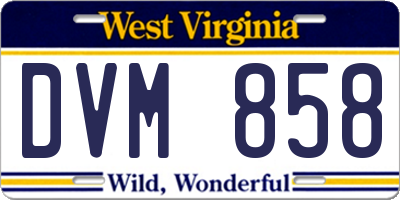WV license plate DVM858
