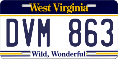 WV license plate DVM863