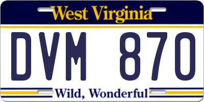 WV license plate DVM870