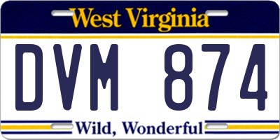WV license plate DVM874
