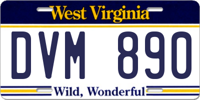 WV license plate DVM890