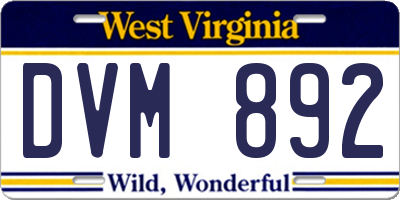 WV license plate DVM892