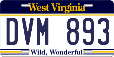 WV license plate DVM893