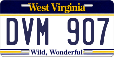 WV license plate DVM907