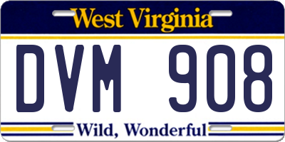 WV license plate DVM908