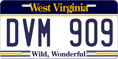WV license plate DVM909