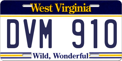 WV license plate DVM910