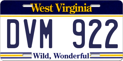 WV license plate DVM922