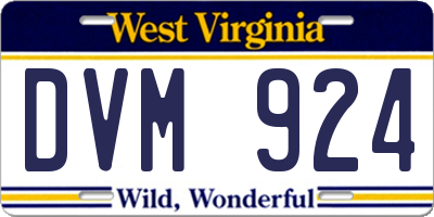 WV license plate DVM924