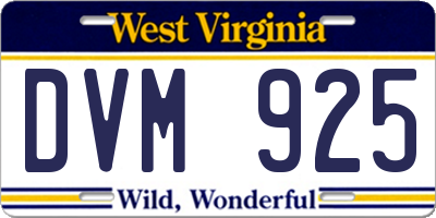 WV license plate DVM925