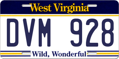 WV license plate DVM928