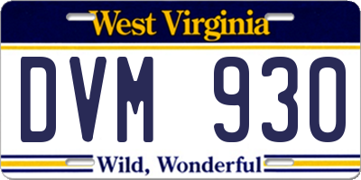 WV license plate DVM930