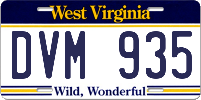 WV license plate DVM935
