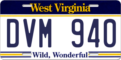 WV license plate DVM940