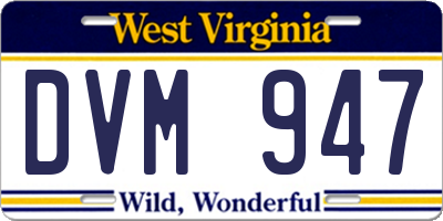 WV license plate DVM947