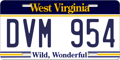 WV license plate DVM954