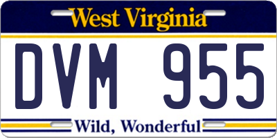 WV license plate DVM955