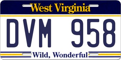WV license plate DVM958