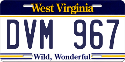 WV license plate DVM967