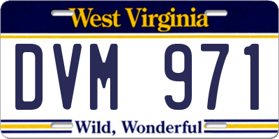 WV license plate DVM971