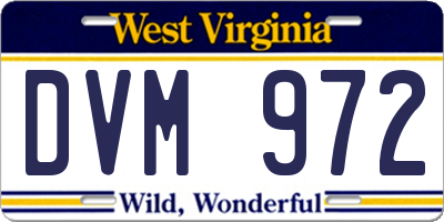 WV license plate DVM972