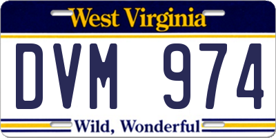 WV license plate DVM974