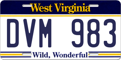 WV license plate DVM983