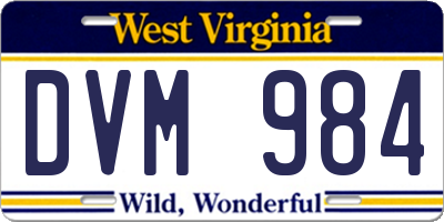 WV license plate DVM984