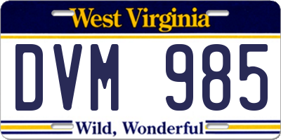 WV license plate DVM985