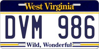 WV license plate DVM986