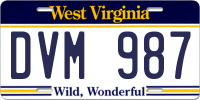 WV license plate DVM987