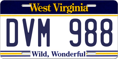 WV license plate DVM988