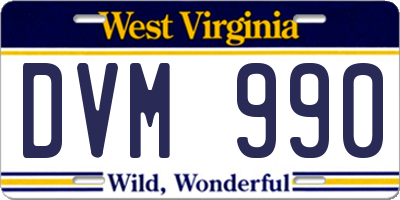WV license plate DVM990