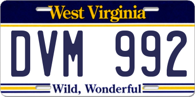 WV license plate DVM992