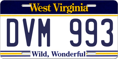 WV license plate DVM993