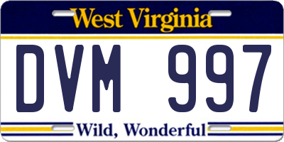 WV license plate DVM997