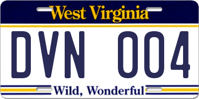 WV license plate DVN004
