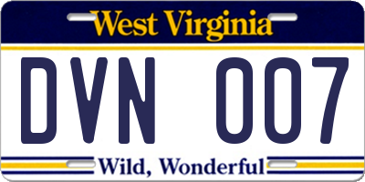 WV license plate DVN007