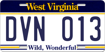 WV license plate DVN013