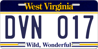 WV license plate DVN017