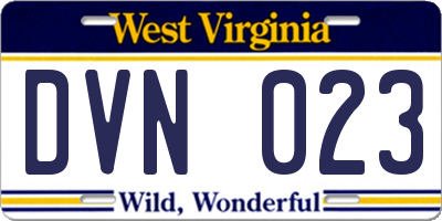 WV license plate DVN023