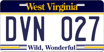 WV license plate DVN027