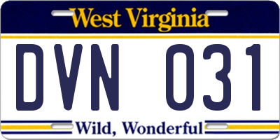 WV license plate DVN031