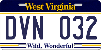 WV license plate DVN032