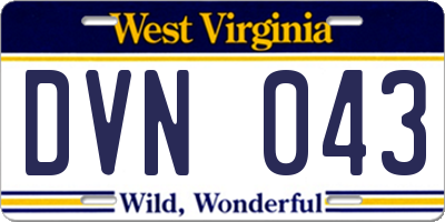 WV license plate DVN043