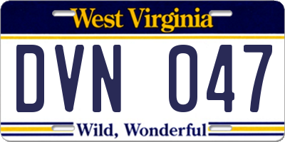 WV license plate DVN047