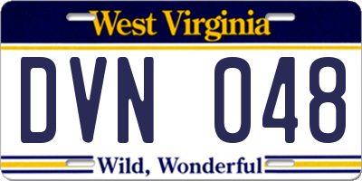 WV license plate DVN048