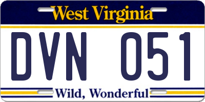 WV license plate DVN051