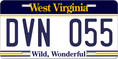 WV license plate DVN055