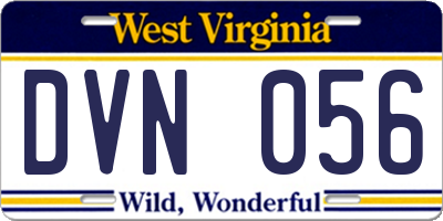 WV license plate DVN056